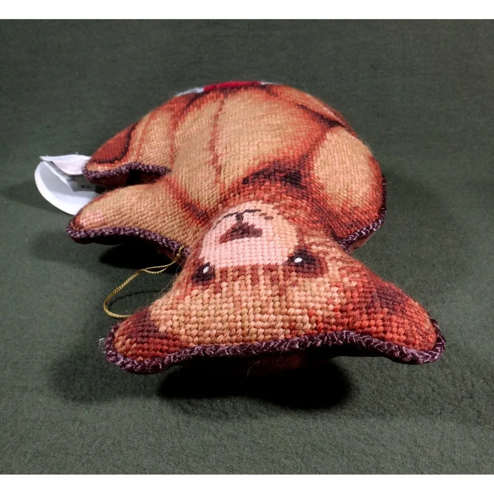 Needlepoint Embroidery decorative pillow TEDDY BEAR Katha Diddel Home Collection